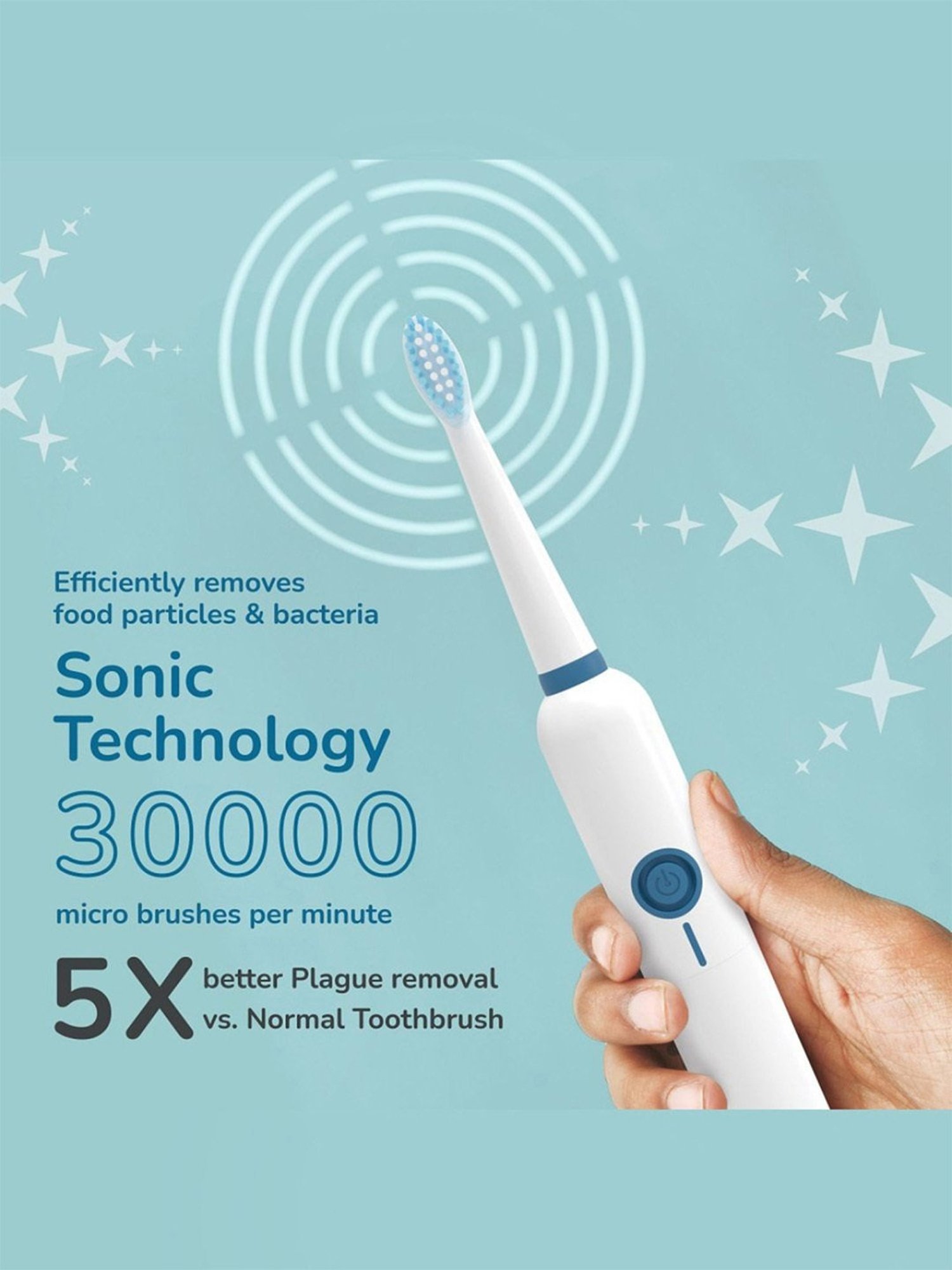 Caresmith SPARK One Electric Battery Toothbrush for Adult, 30000 Strokes per Minute (White)