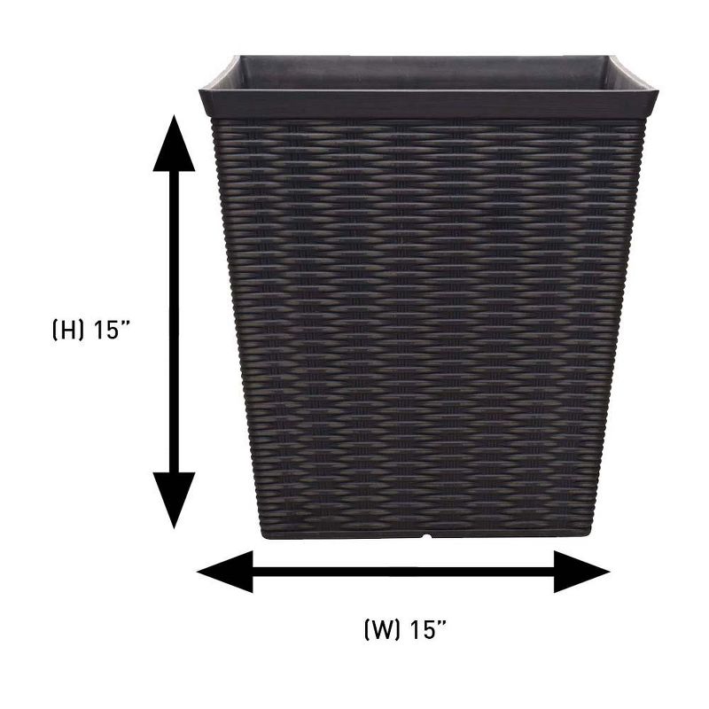 15" Jamaica Wicker Square Planter, Dark Coffee - Southern Patio