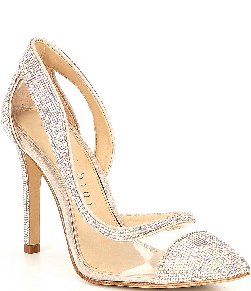Gianni Bini FalennTwo Clear Rhinestone Embellished Pointed Toe Pumps