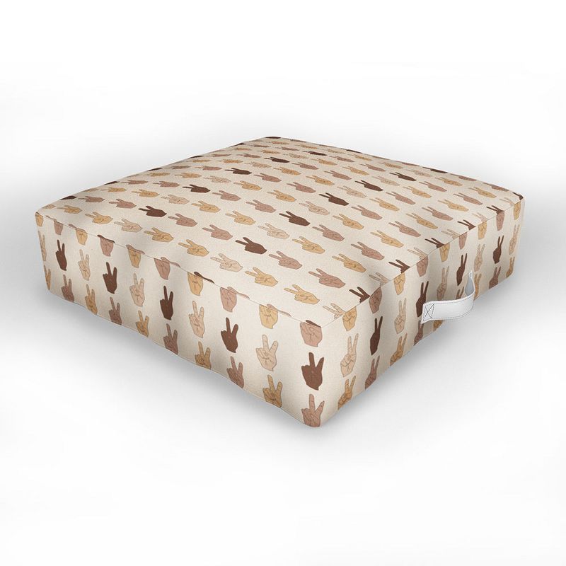 Iveta Abolina Peace Hands Tan Outdoor Floor Cushion - Deny Designs