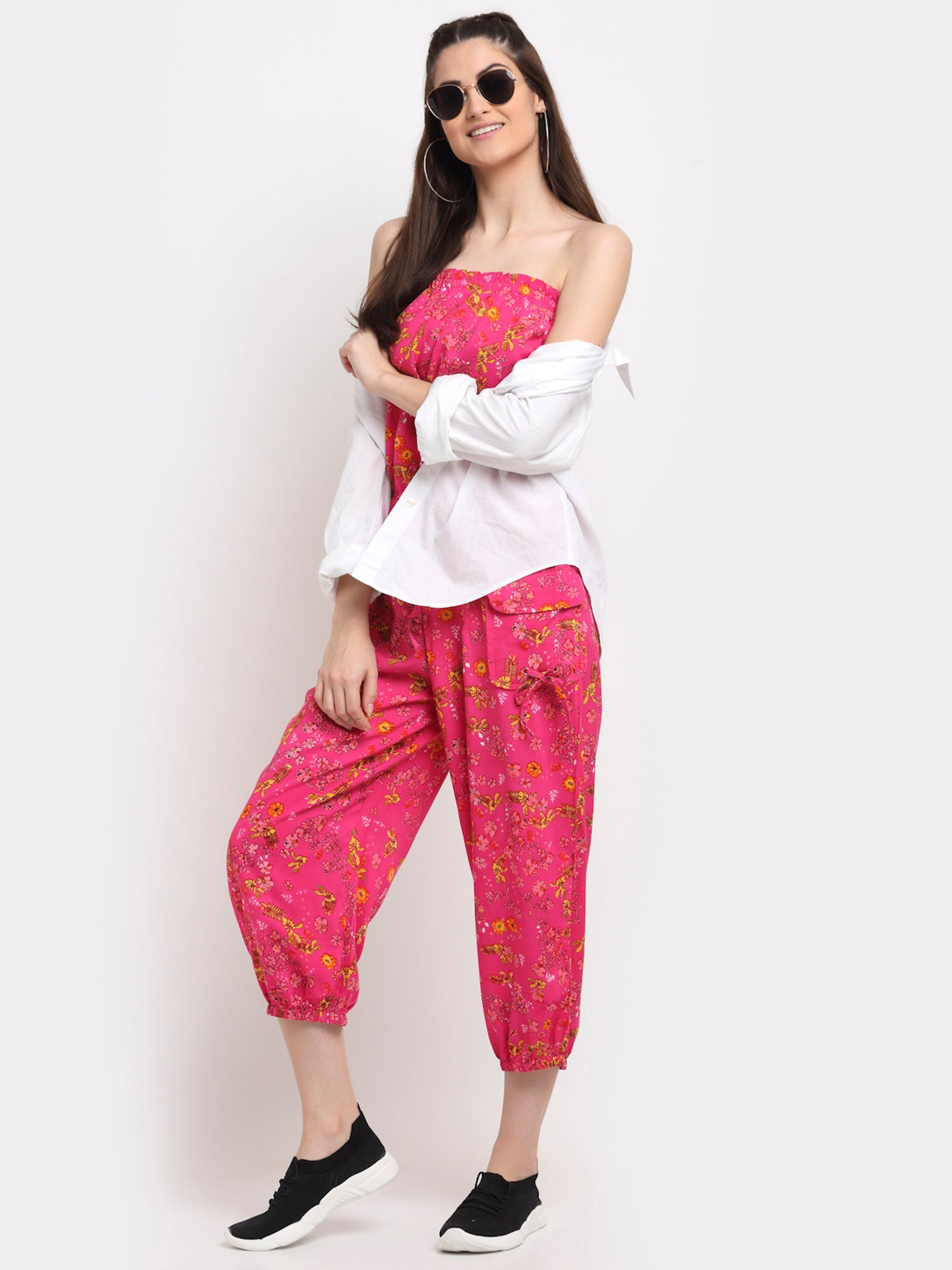NEUDIS Pink Printed Tube Jumpsuit