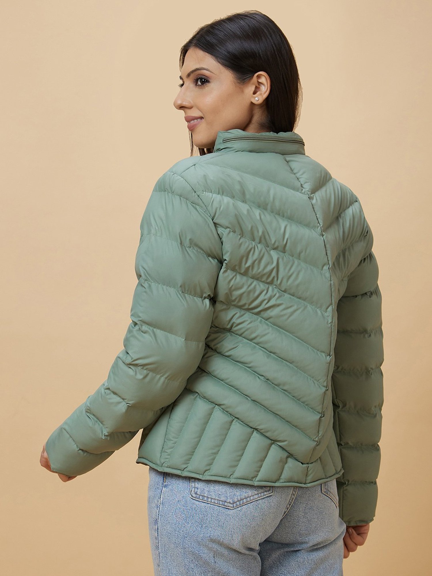 Globus Sea Green Regular Fit Puffer Jacket