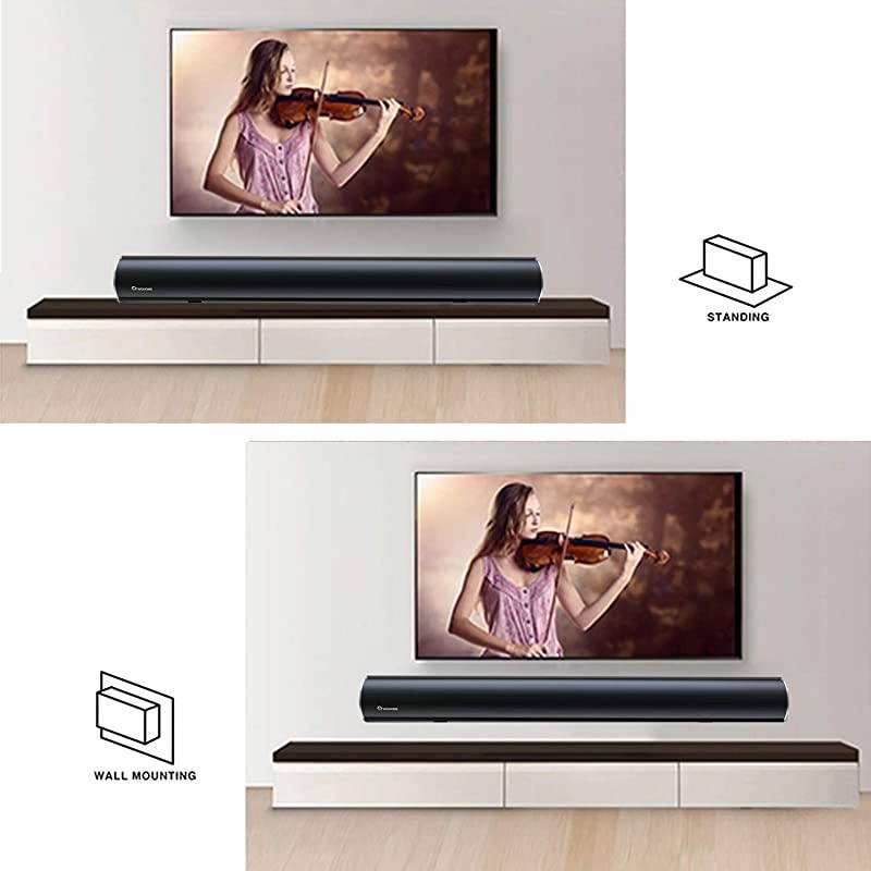 Sound Bar S88 20-Inch 50W Audio Stereo Home Theater Soundbar Speaker, with Bluetooth 5.0, 3D Surround Sound, 3 EQs, Optical/Aux/Coaxial/HDMI/USB, Compatible with 4K & HD & Smart TV