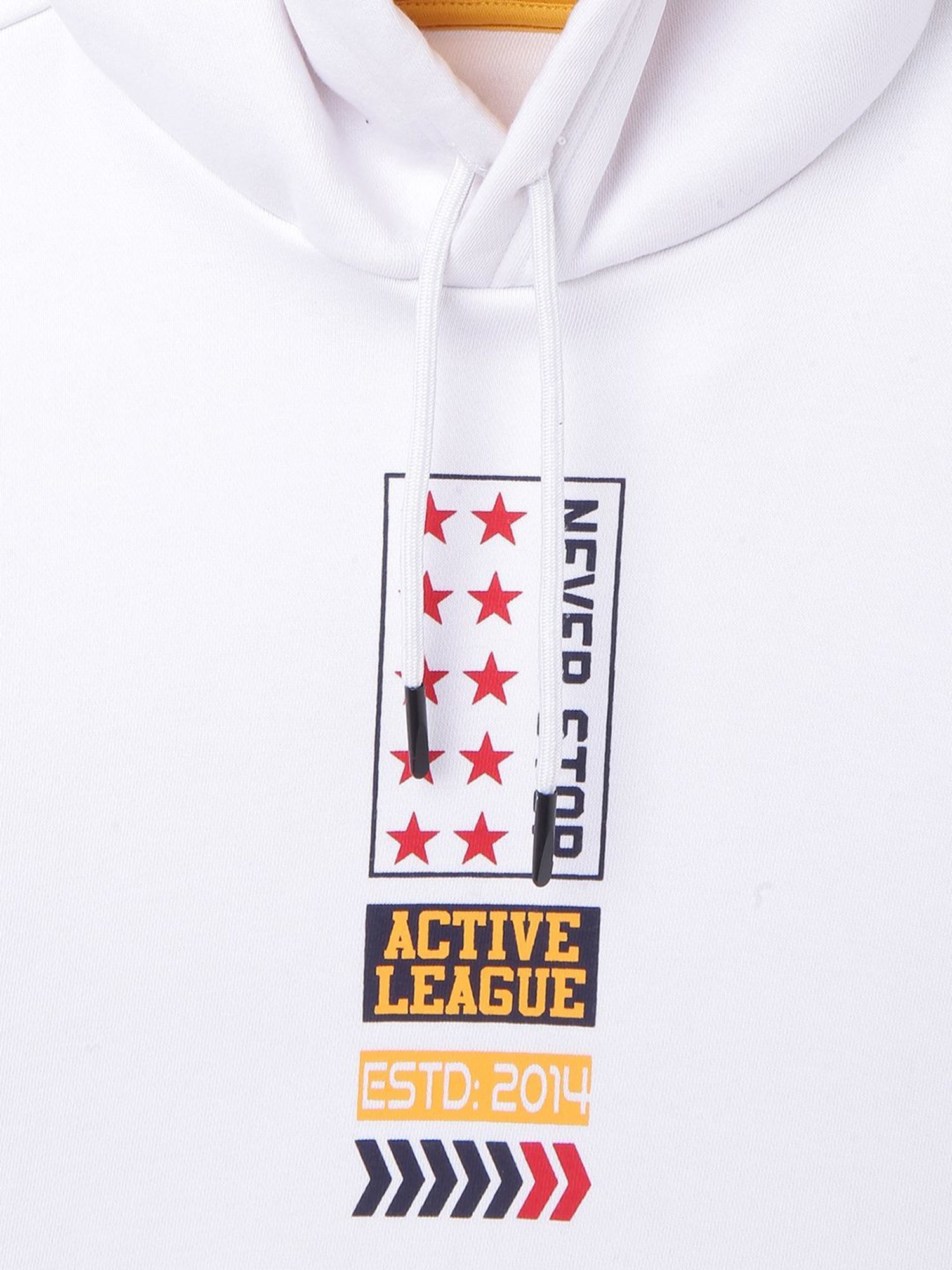 Blue Giraffe Kids White & Orange Printed Full Sleeves Sweatshirt