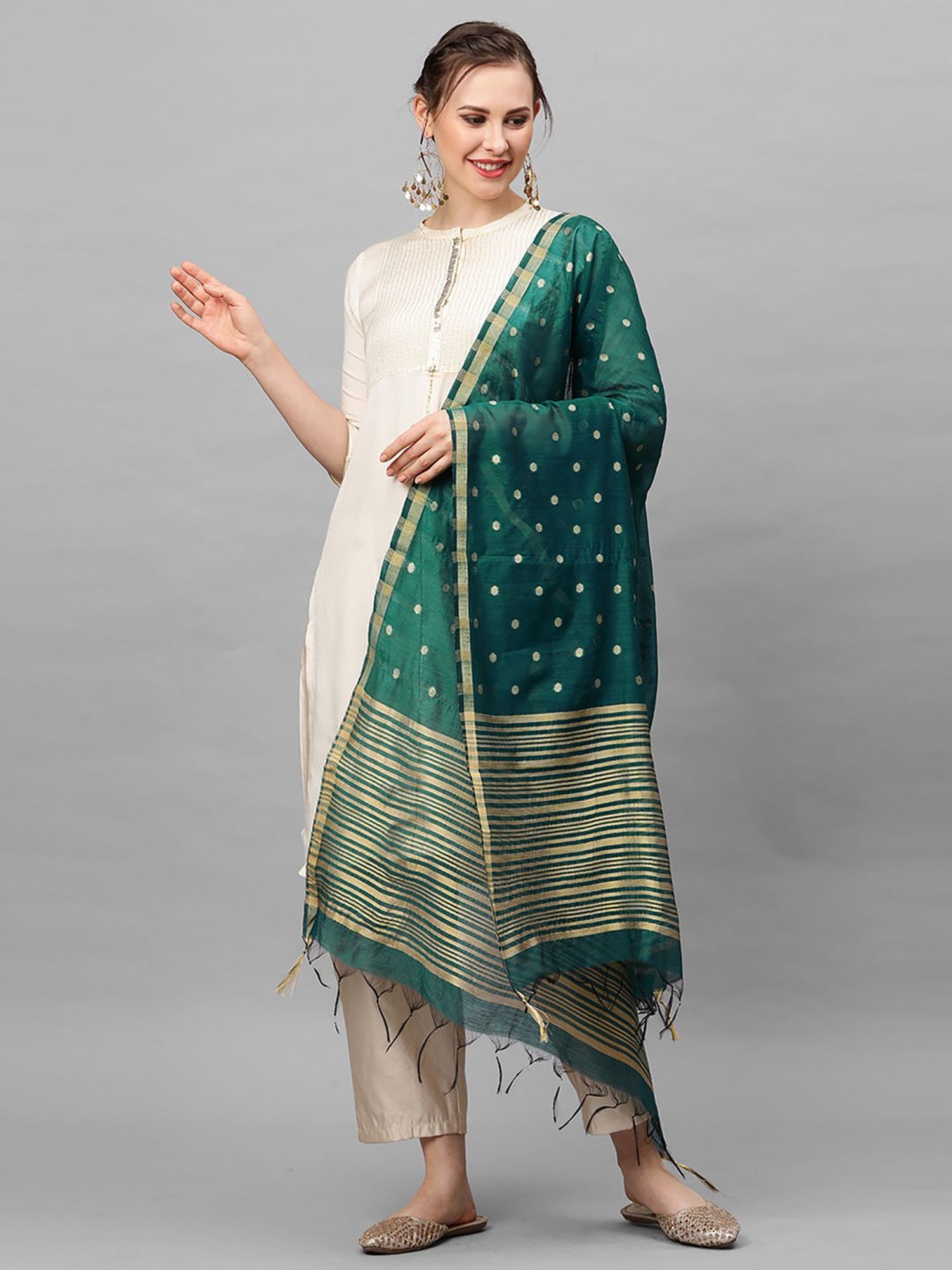 Indo Era Green Dupatta