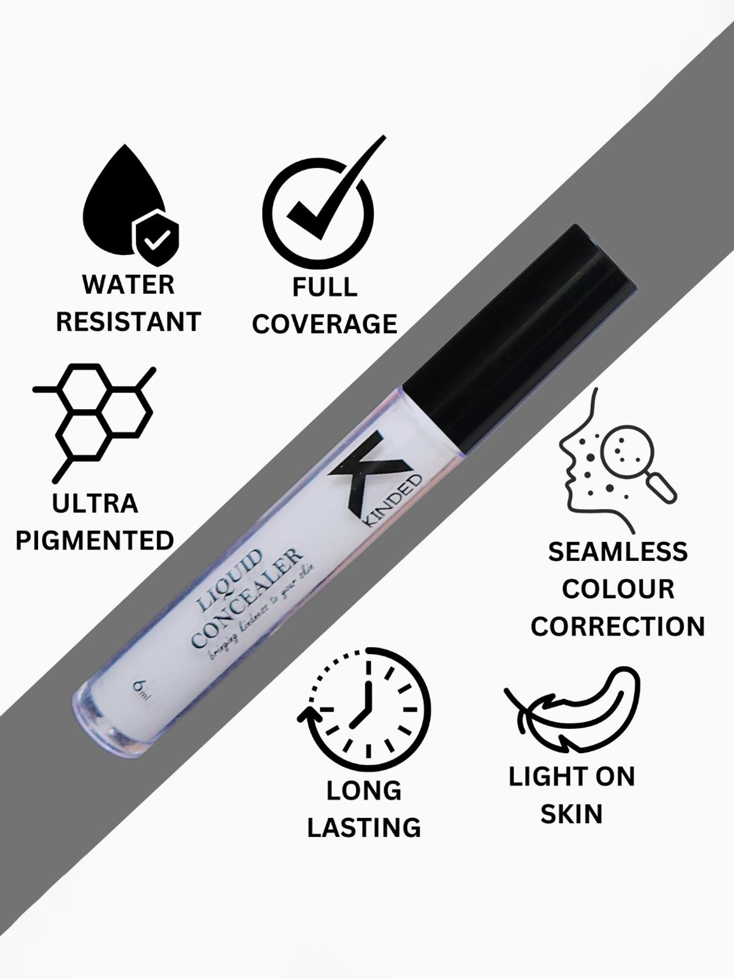 KINDED Liquid Concealer 02 Yellow Tone & 04 White Light Combo