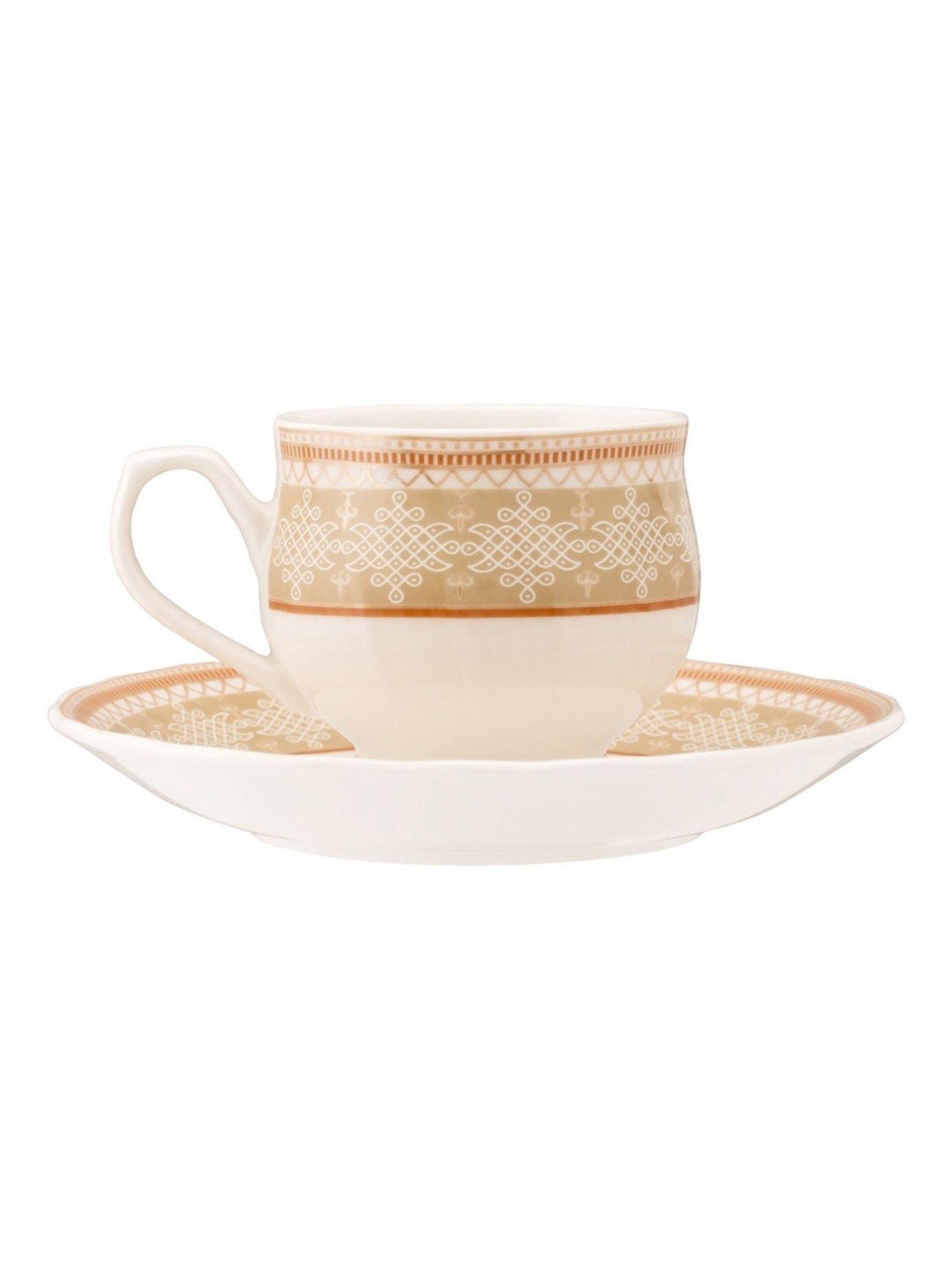 JCPL White & Red Ceramic Cup (0.18 L) - Set of 6