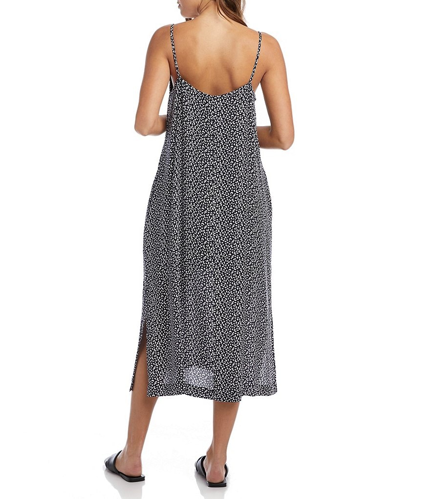 Karen Kane Petal Print Side-Slit Midi Cami Swing Dress