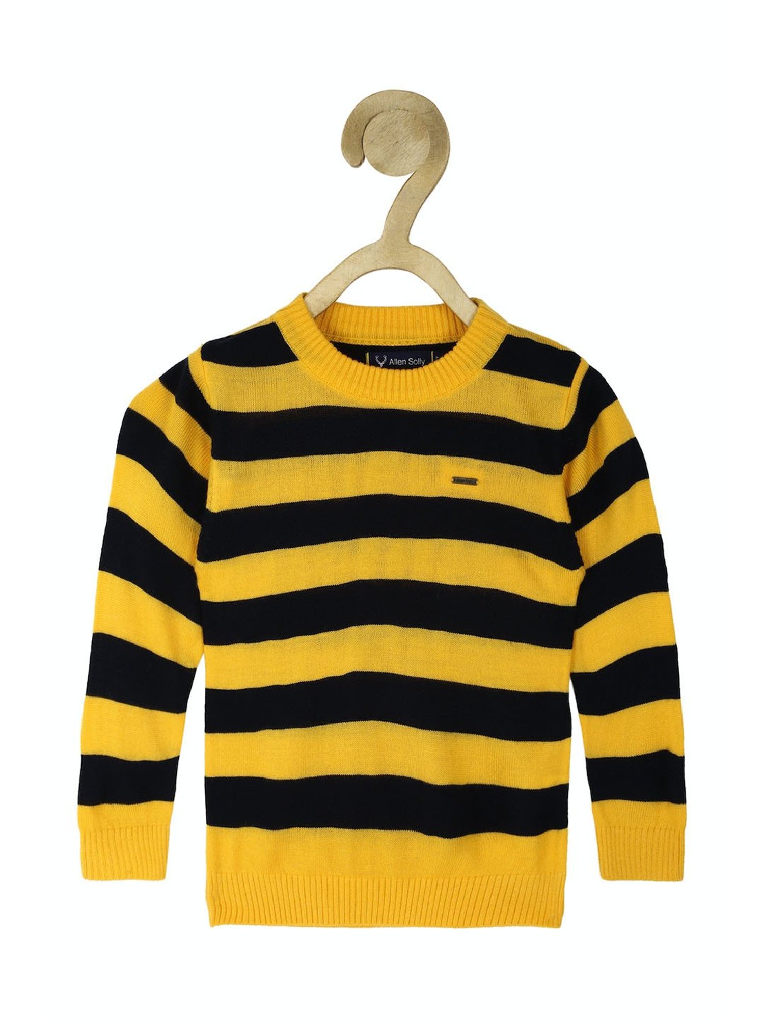 Allen Solly Kids Yellow & Black Self Design Full Sleeves Sweater
