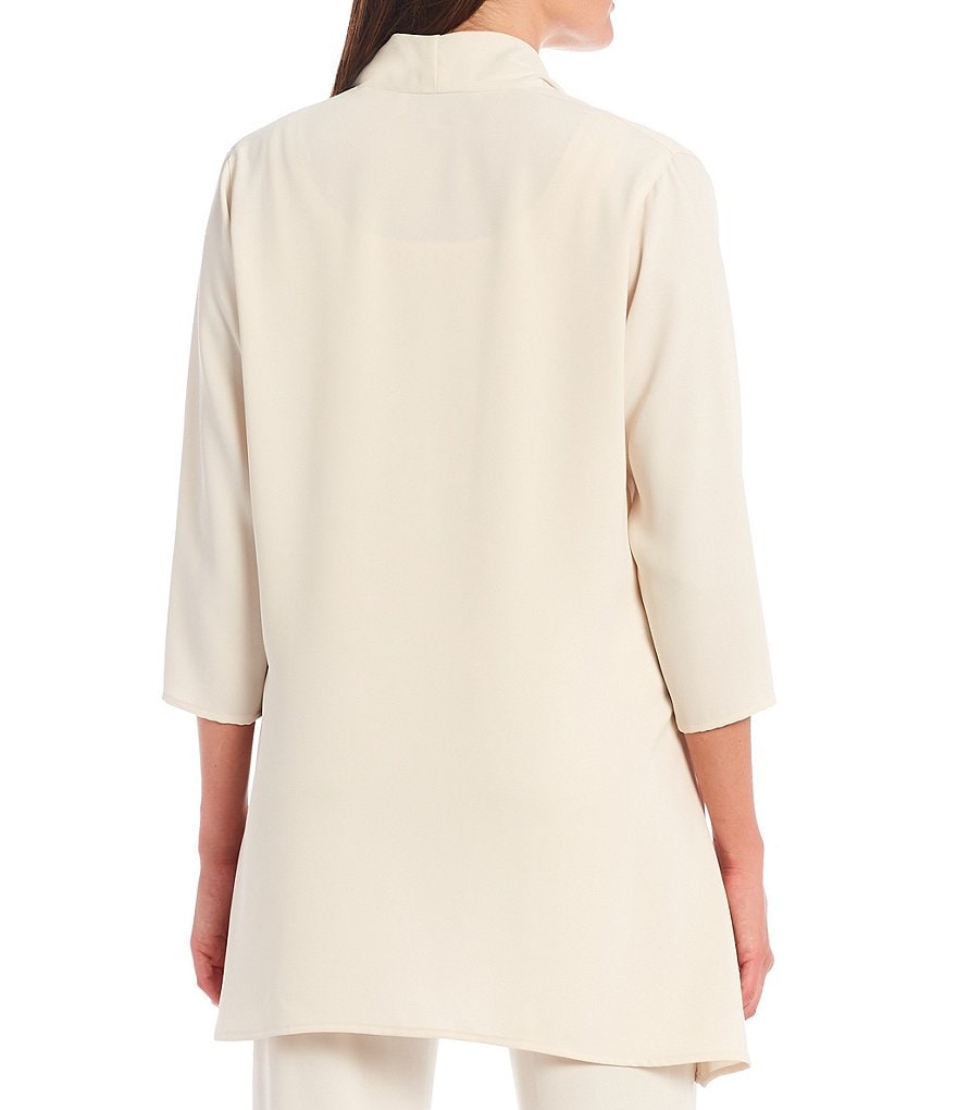 Caroline Rose Matte Crepe Open-Front Side Drape Jacket