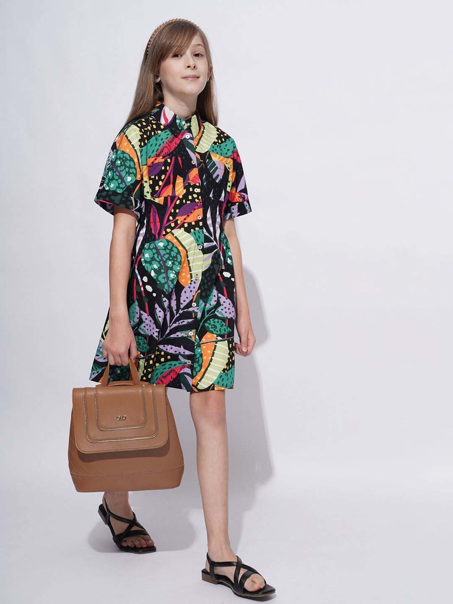 Vero Moda Girls Multicolor Cotton Printed Dress