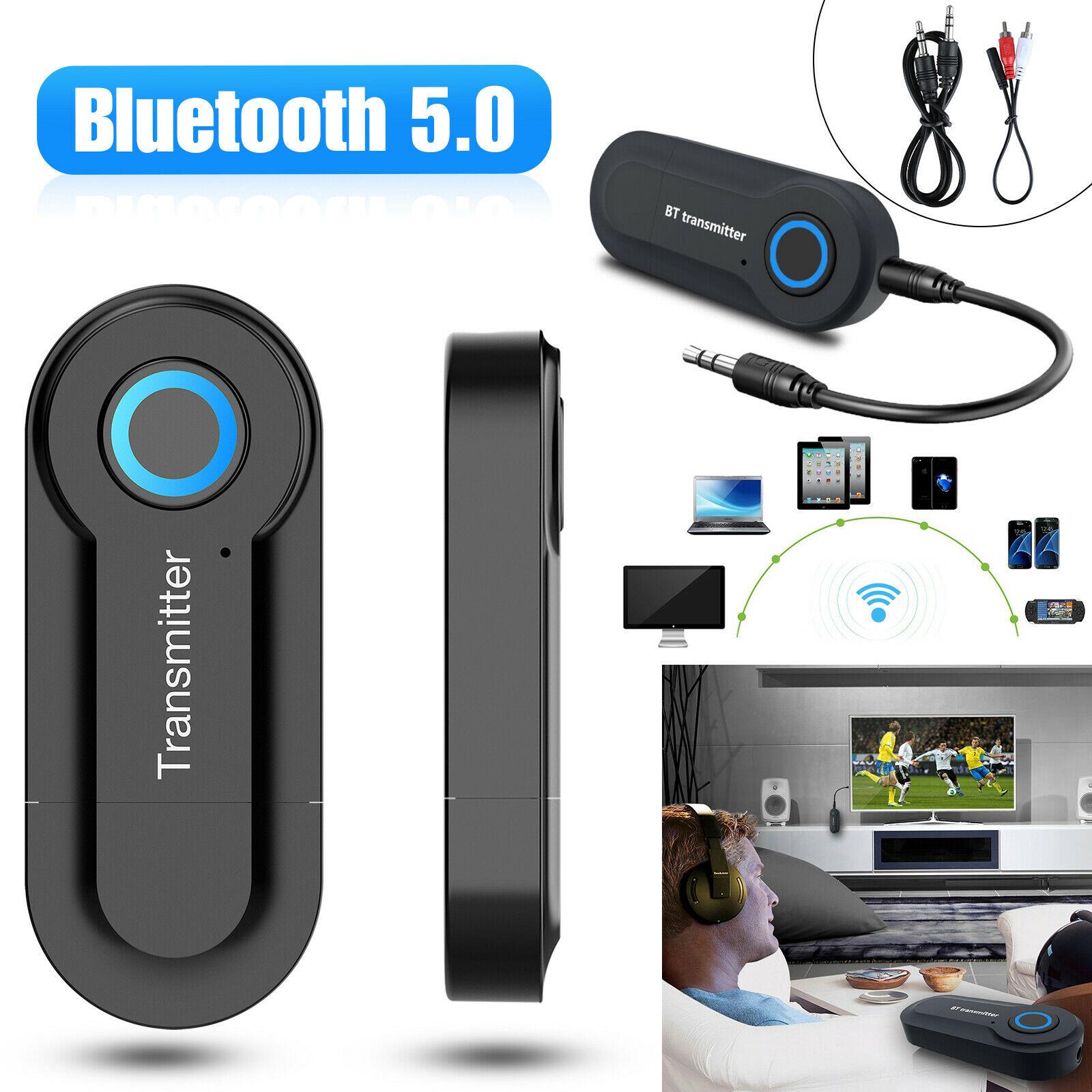 Wireless Bluetooth 5.0 Transmitter Audio 3.5mm AUX USB Adapter For TV PC stereo