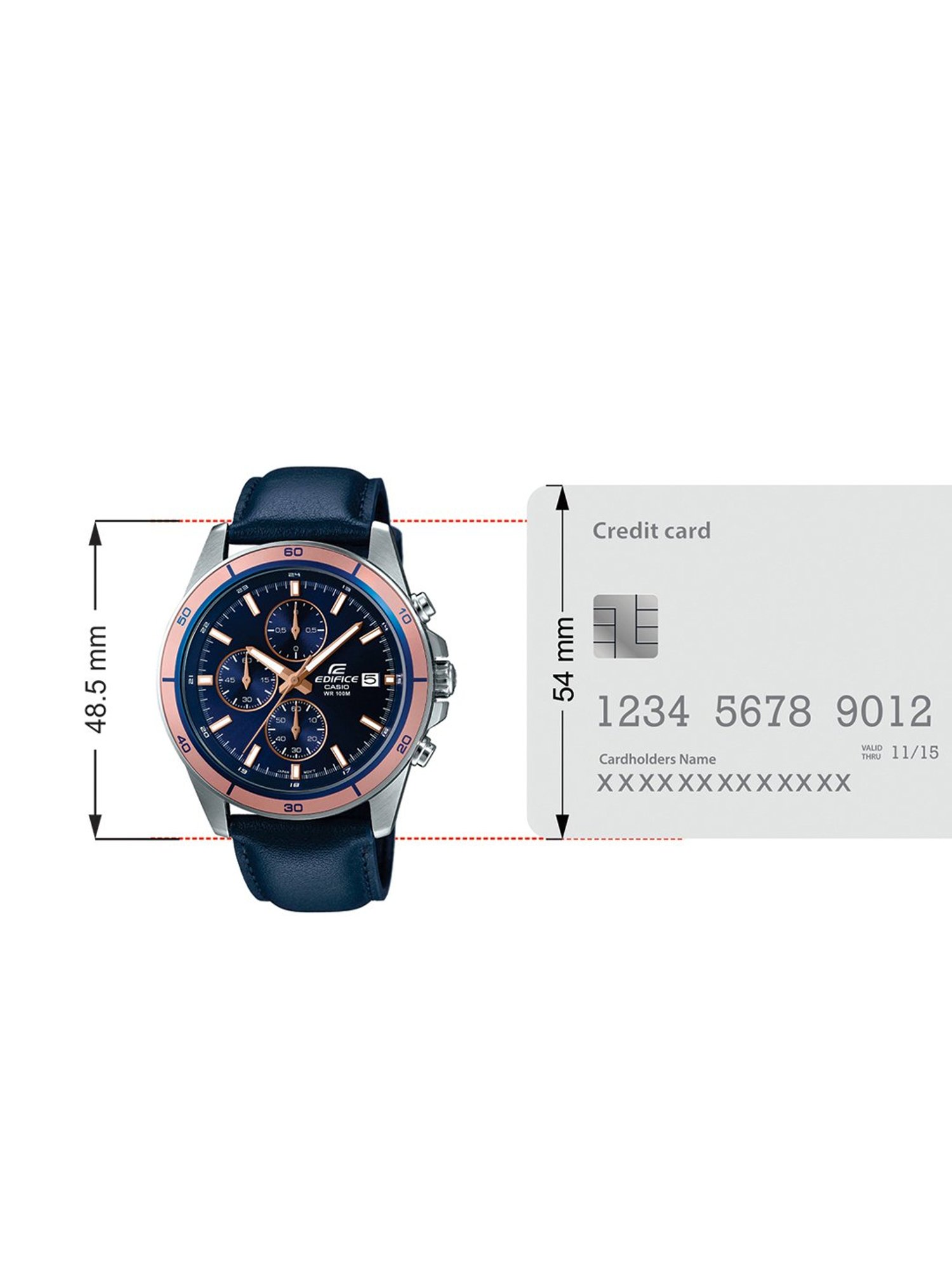 Casio EDifice EFR-526L-2AVUDF Blue Analog Dial Blue Leather Band Men's Watch EX302