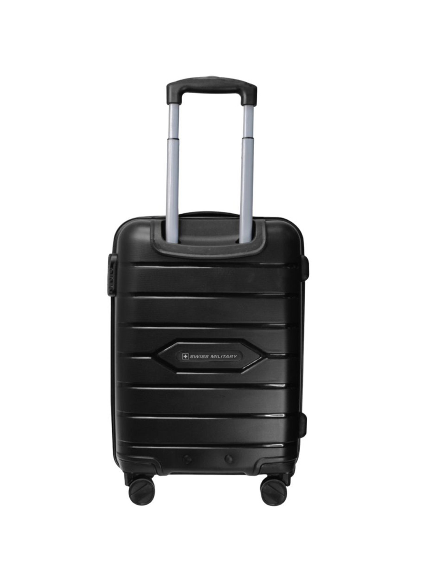 Swiss Military Black Striped Hard Cabin Trolley Bag - 20 cm