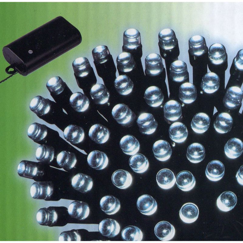 Kaemingk 240ct Battery Operated LED 8-Function Christmas Lights White - 58.5' Black Wire