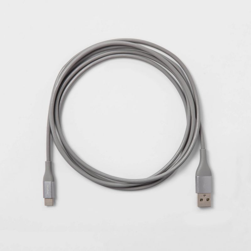 heyday™ 6' USB-C to USB-A Round Cable - Cool Gray/Silver