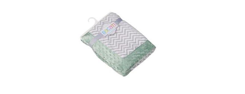 Bacati - Grey Chevron with Solid Border Blanket (Grey Chevron/Mint Border)