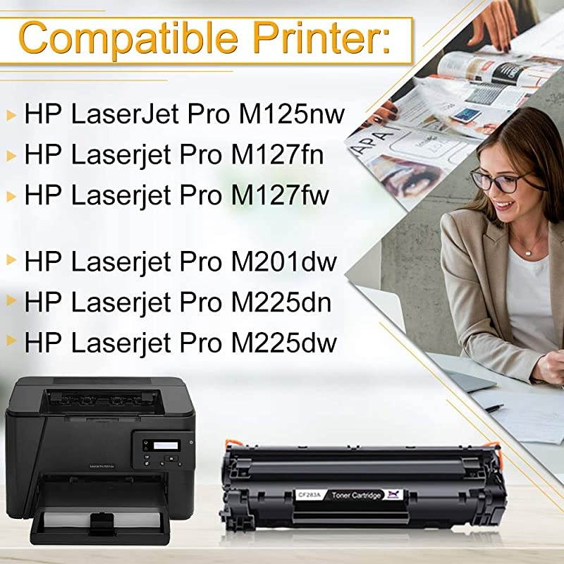 Compatible Toner Cartridge Replacement for HP 83A CF283A Work with HP Laserjet Pro MFP M201dw M225dw M125nw M127fw M127fn Printer (Black,4-Pack)