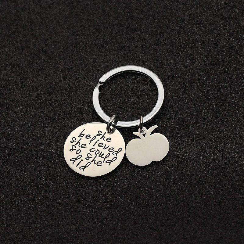 CAROMAY Best Friend Family Key Chain Ring Lucky Apple - She Believed She Could So She Did