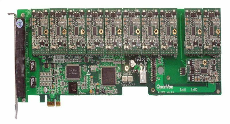OpenVox A1200E1100 12 Port Analog PCI-E Base Card, + 11 FXS + 0 FXO