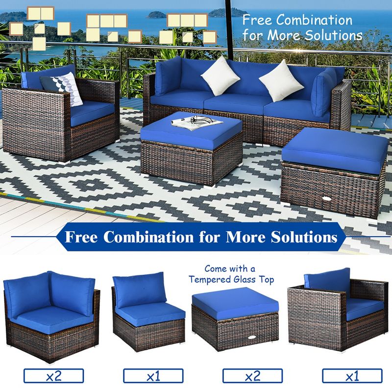 7pc Studio Shine Collection Patio Conversation Set with Sofa, 4 Armchairs & 2 Tables - W Unlimited