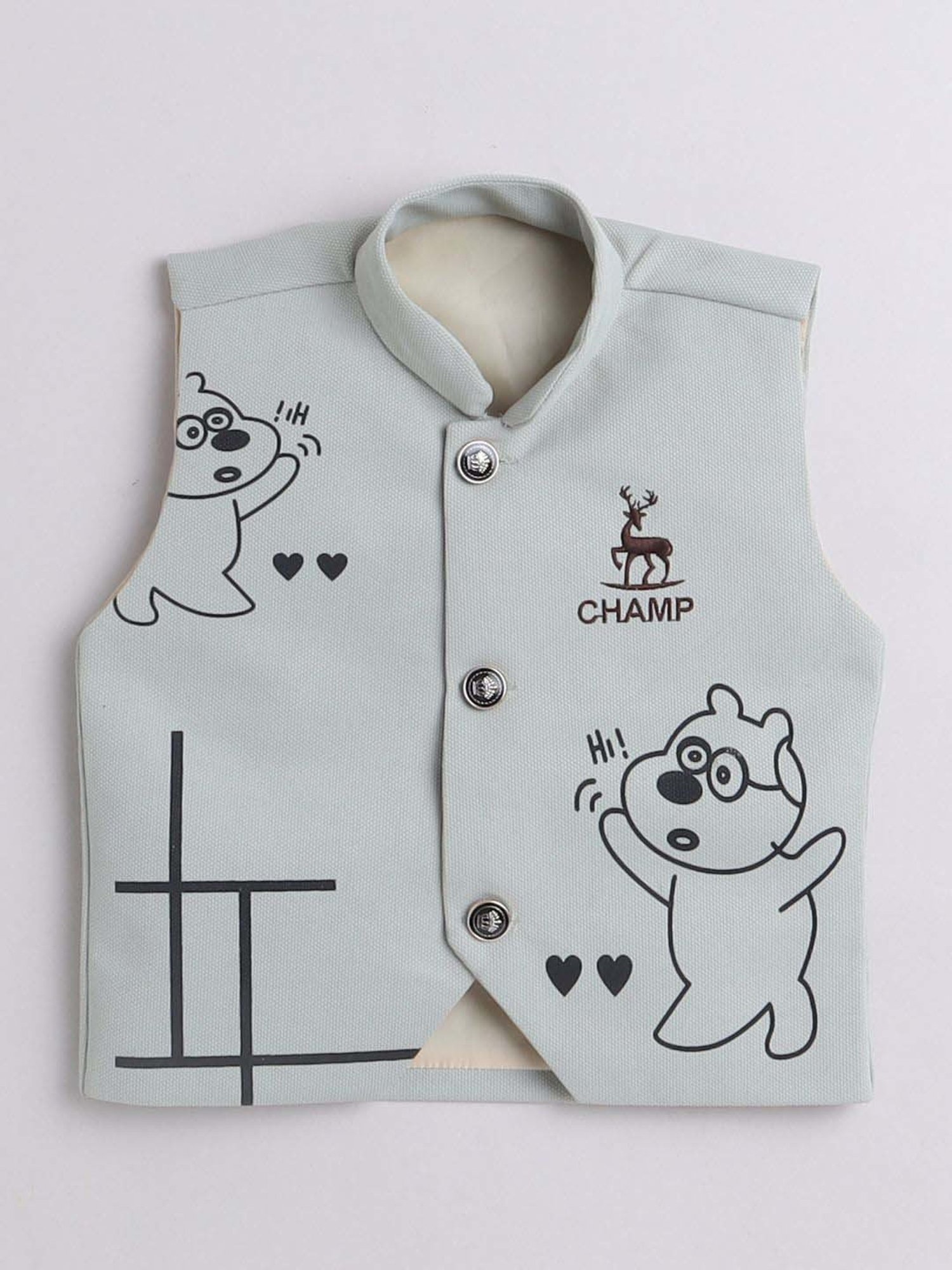 Fourfolds Boys Green Graphic Full Sleeves Clothing Set