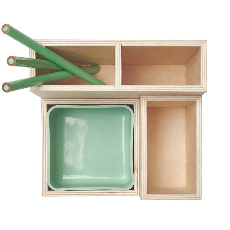 Design Ideas Terrace Desk Supplies Organizer - Plywood Office Desktop Organizer - Wood, 5.5" x 5.1 x 4.9"