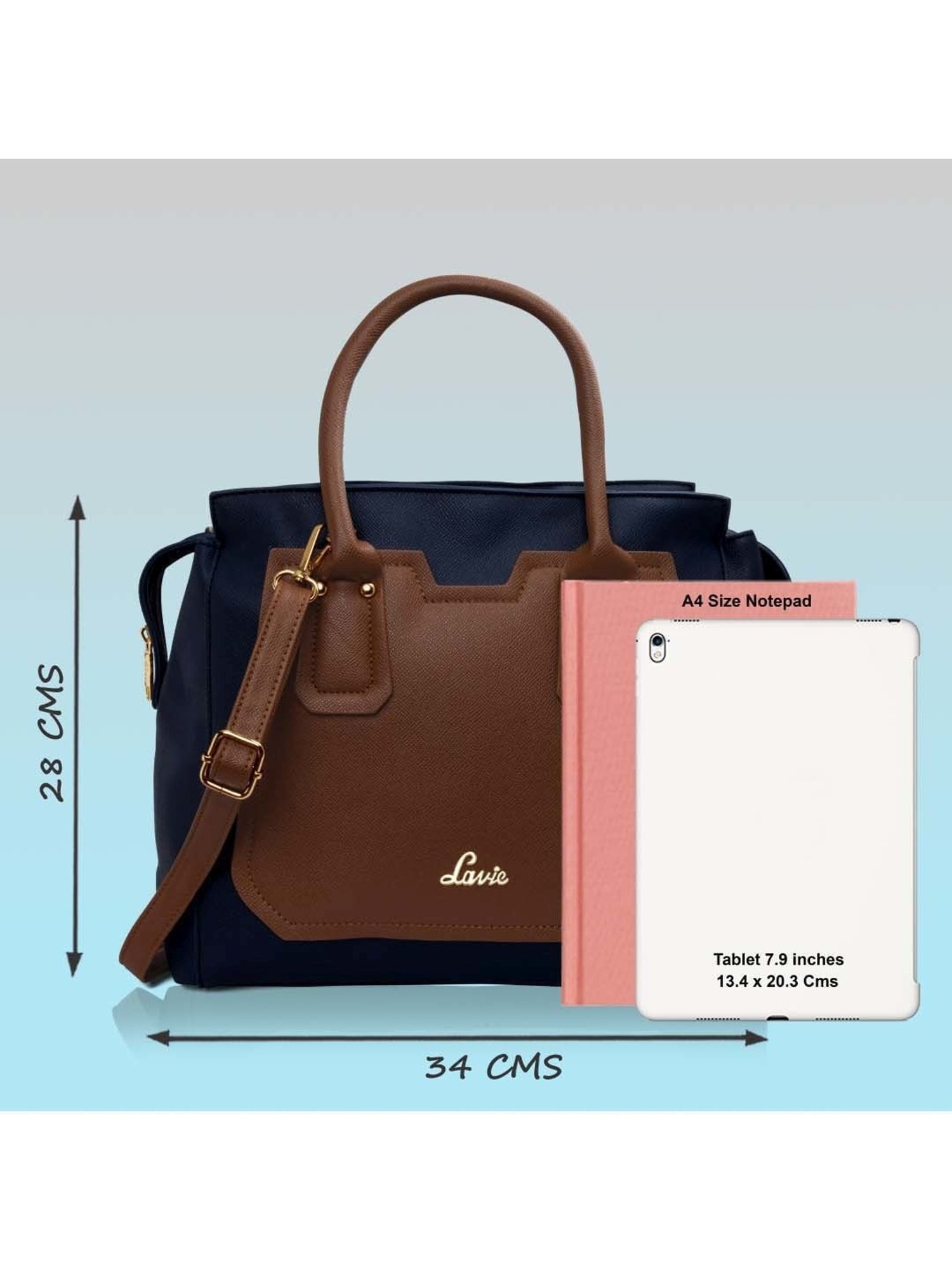 Lavie Navy Solid Large Handbag