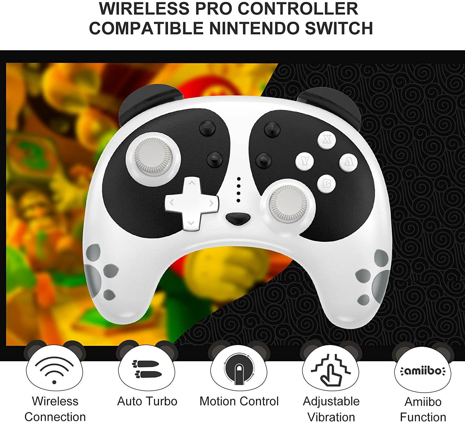 Wireless Pro Controller for Nintendo Switch, STOGA Panda Switch Controller with NFC Wake-up Function, Compatible with Switch Lite/PC, Support Motion Control Turbo Vibration 2021 New