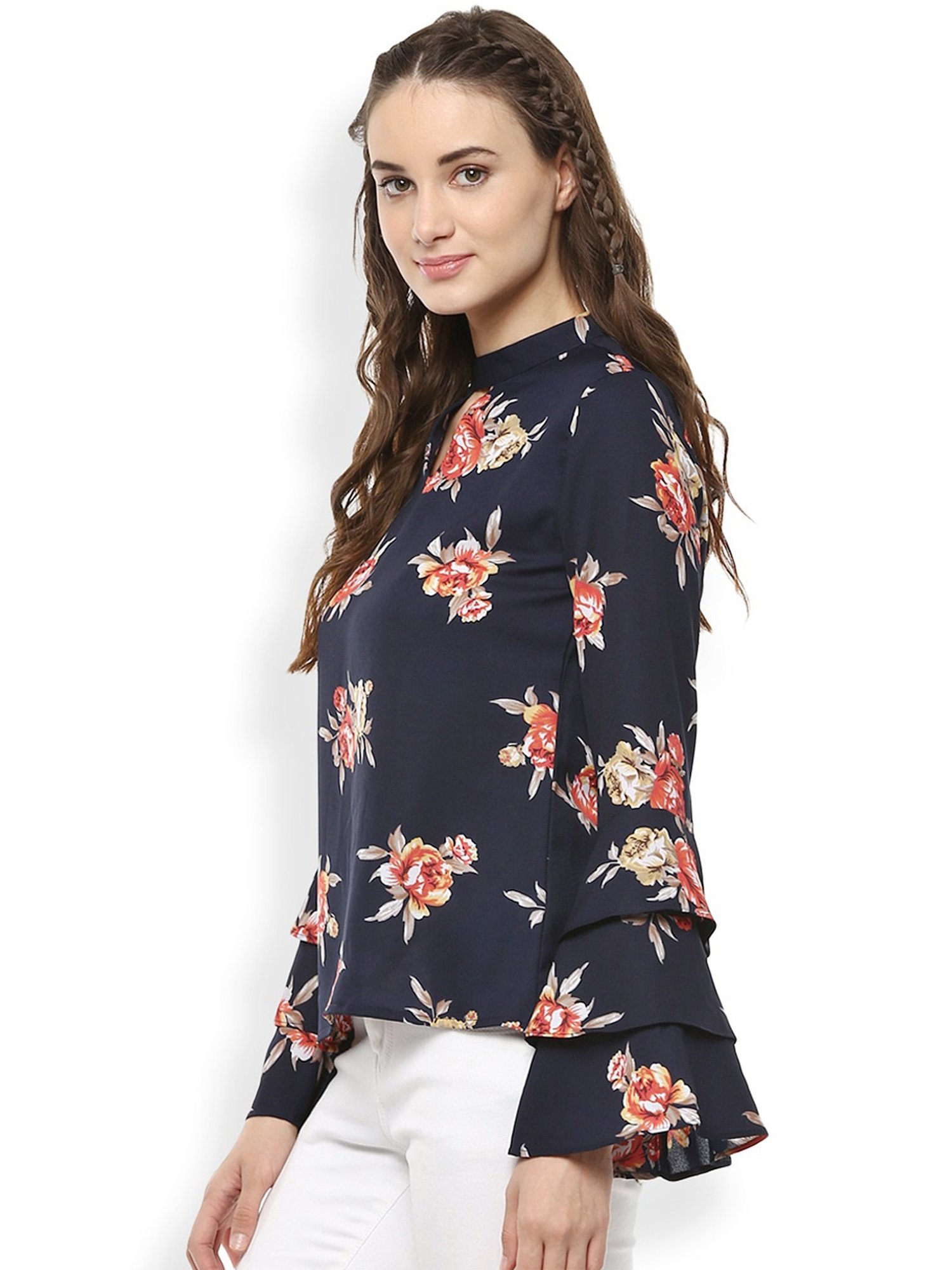 Rare Navy Floral Print Top
