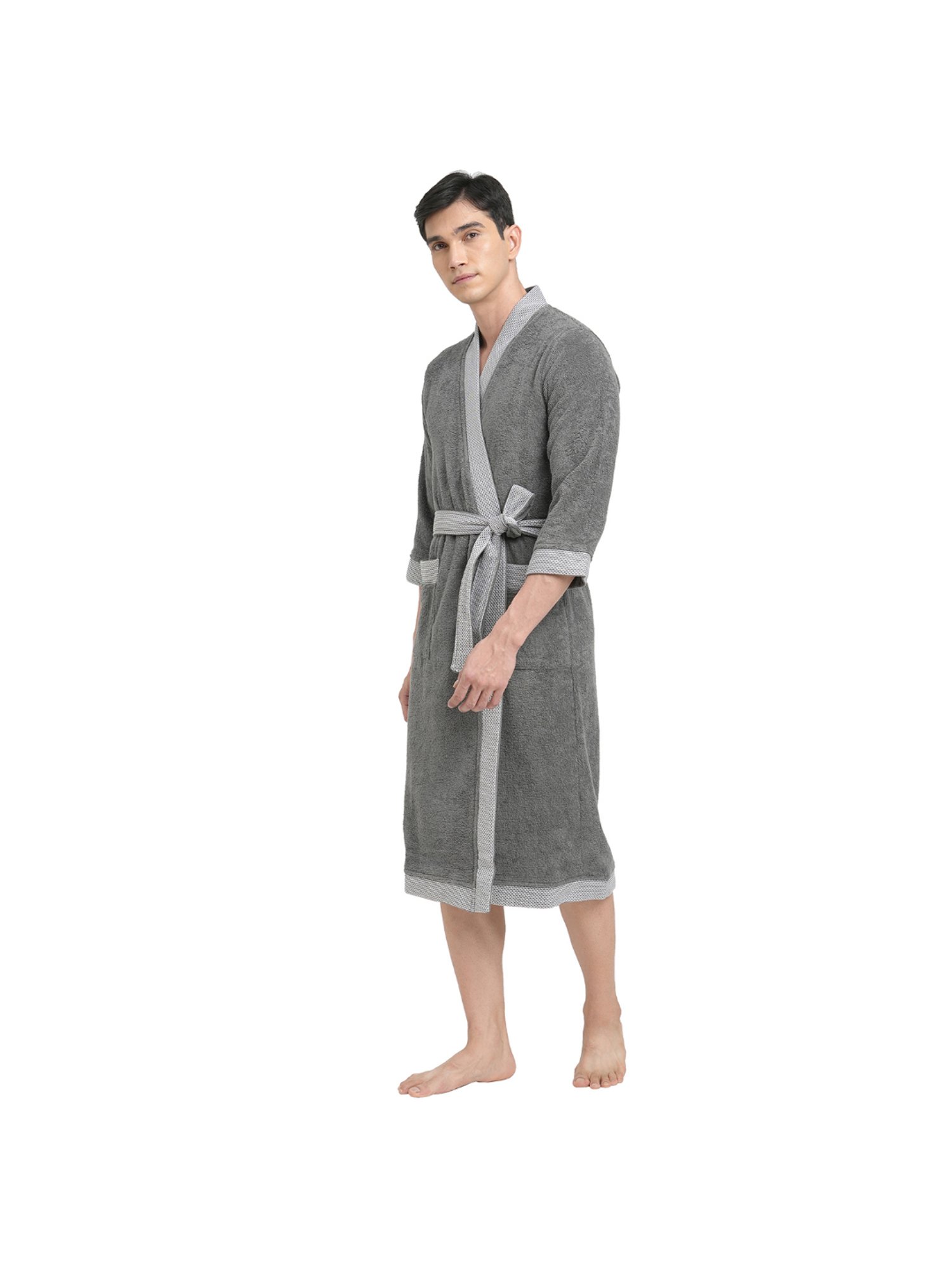 Spaces Hygro Grey 400 GSM Cotton Medium Bathrobe