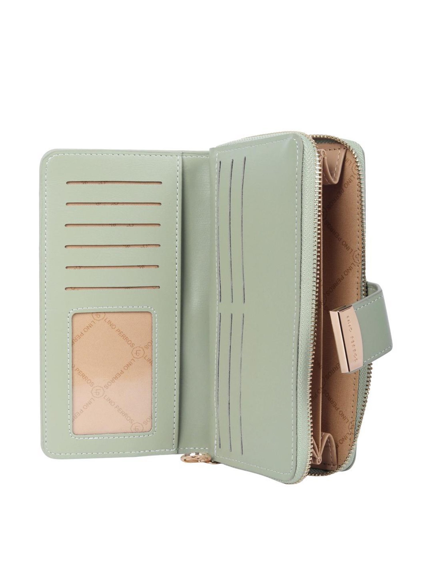 Lino Perros Green Synthetic Textured Bi-Fold Wallet