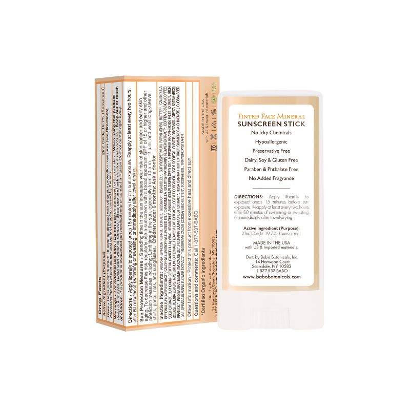 Babo Botanicals Tinted Face Mineral Sunscreen Stick - SPF 50 - 0.6oz