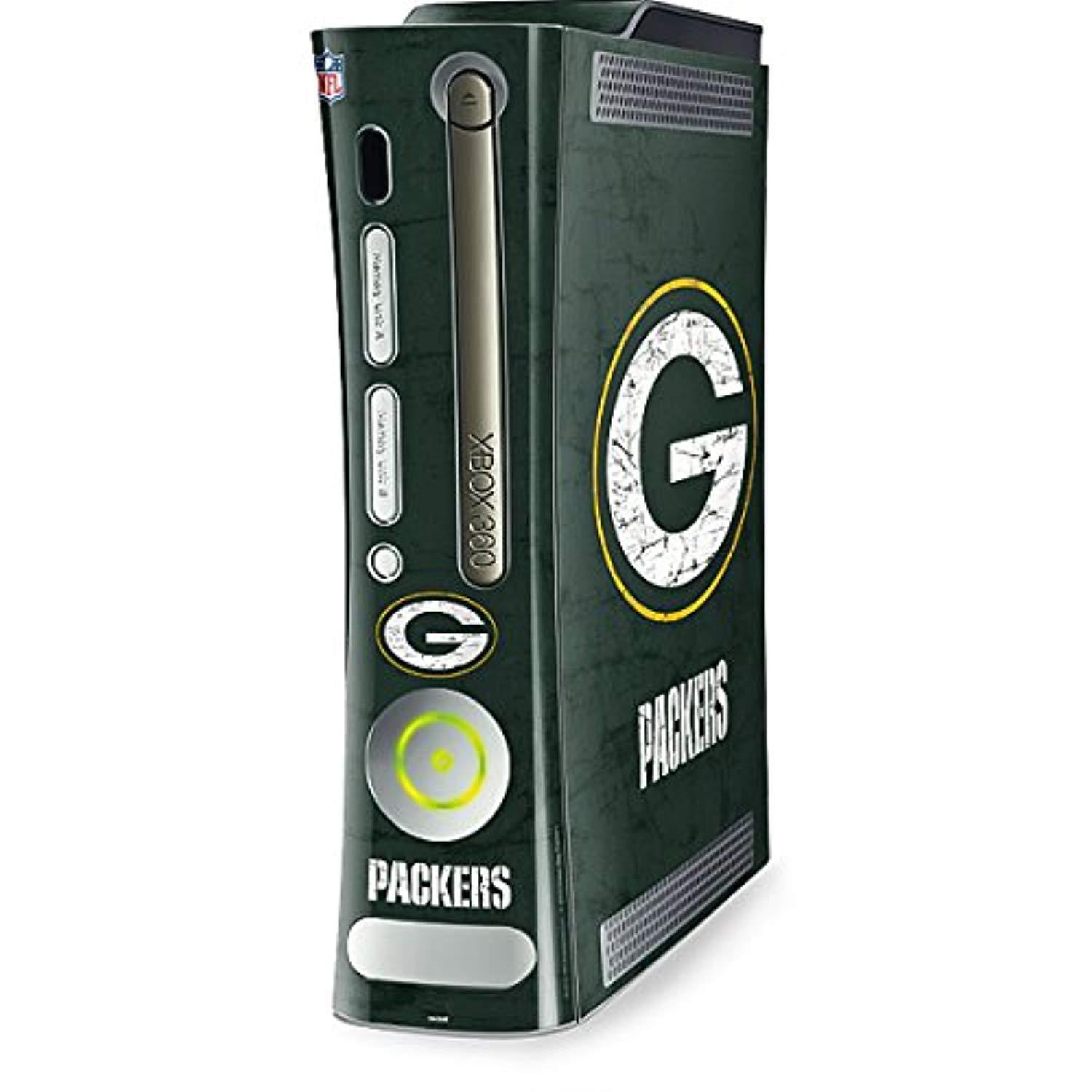 skinit decal gaming skin for xbox 360 (includes hdd) - officially licensed nfl green bay packers distressed design