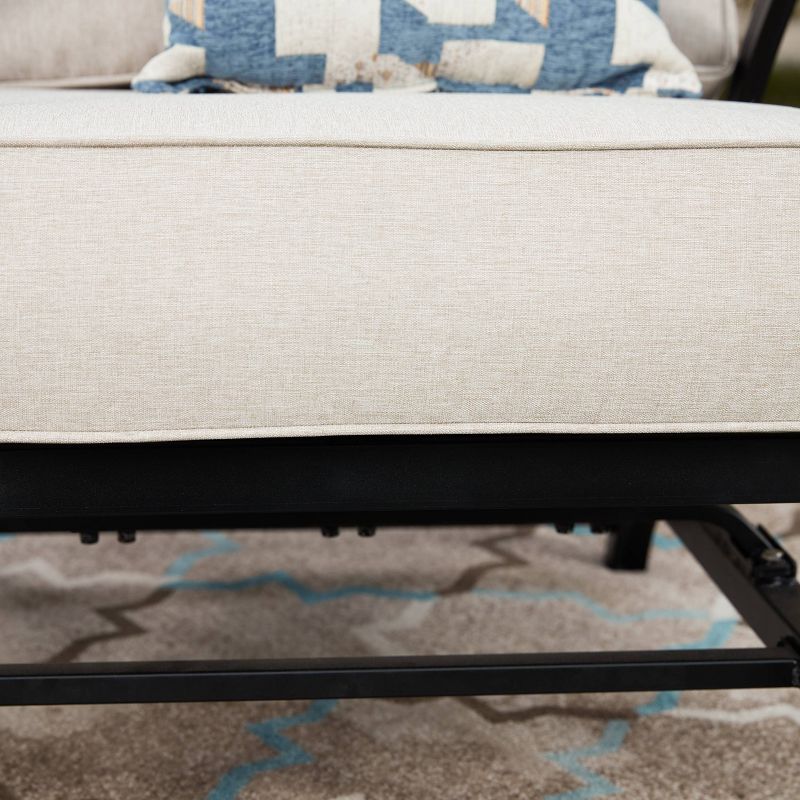 4pc Steel Patio Seating Set with Fire Pit Cream - Lokatse