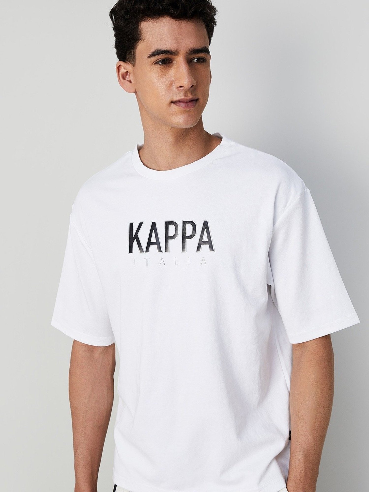 Kappa White Regular Fit Printed T-Shirt