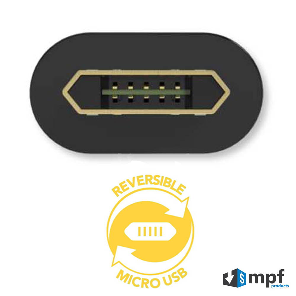 Double-Sided Reversible Micro B USB to Reversible USB 2.0 A Male Sync and Charging Cable Cord for Android, BlackBerry, HTC One, LG, Lumia, Motorola, Nexus, Samsung Galaxy, Sony, Windows Phone and More