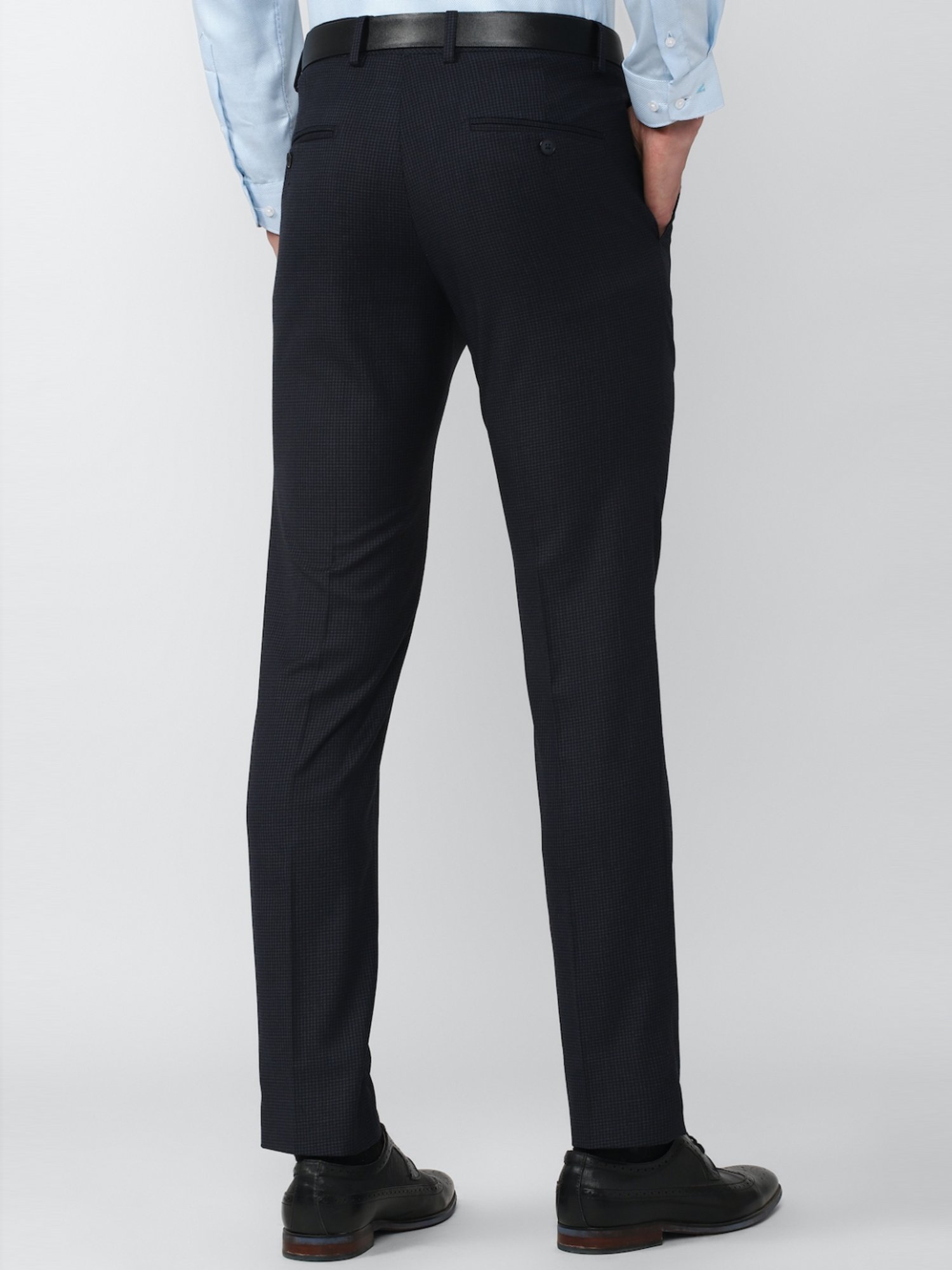 Van Heusen Navy Slim Fit Checks Trousers