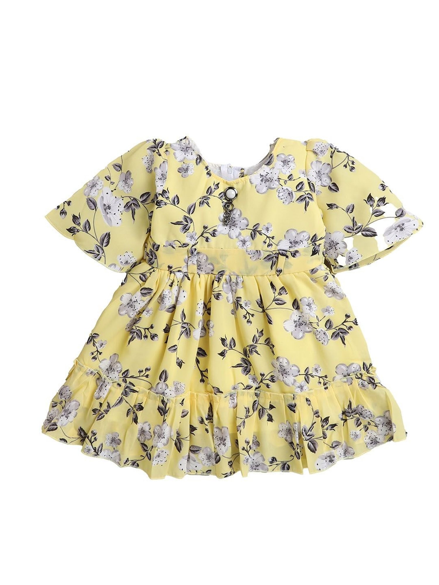 The Magic Wand Kids Yellow Floral Print Dress