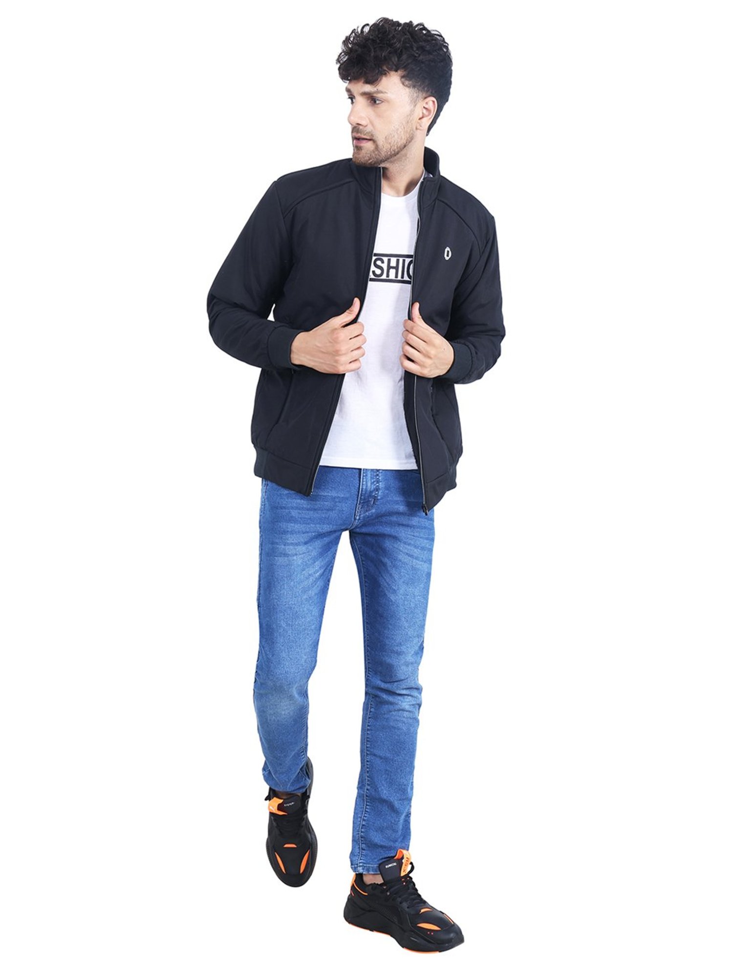 Dollar Black Regular Fit High Neck Jacket