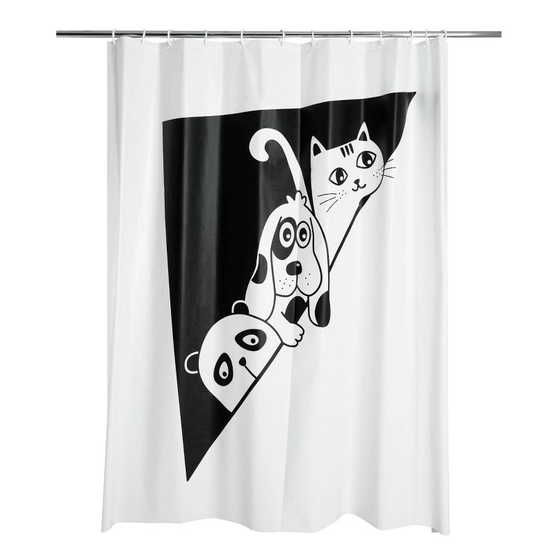 Glow in the Dark Peek-A-Boo PEVA Shower Curtain Black/White - Allure Home Creations