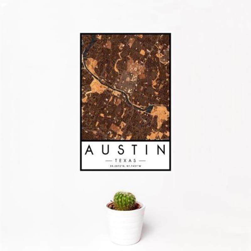 Austin - Texas Map Print in Ember
