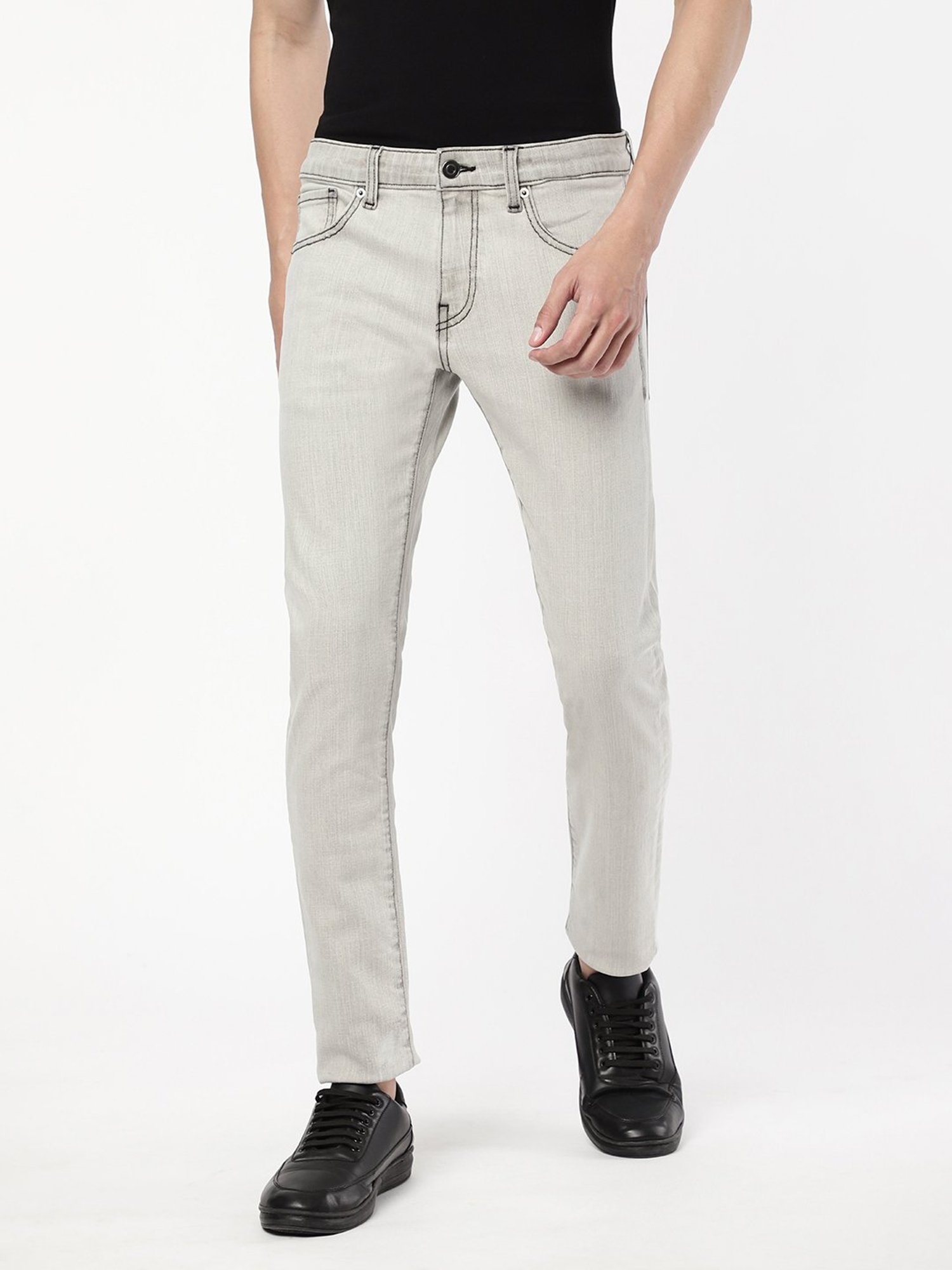 Passion Grey Slim Fit Heavily Washed Jeans