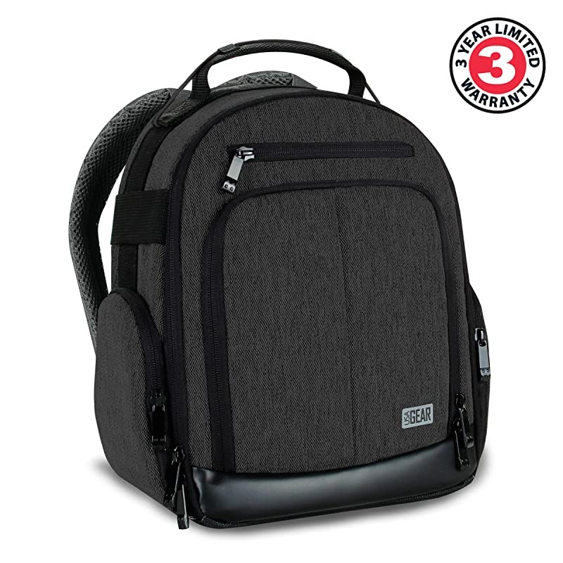 Portable Camera Backpack for DSLR Black with Customizable Accessory Dividers Weather Resistant Bottom and Comfortable Back Support Compatible with Canon Nikon and More