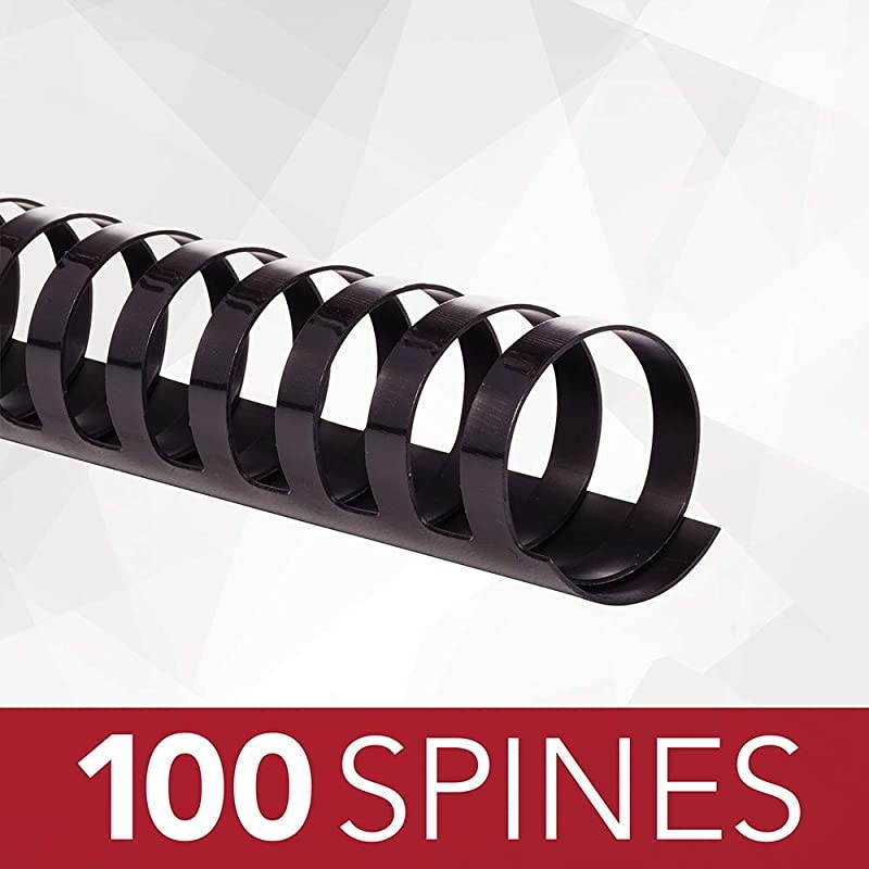 Binding Spines / Spirals / Coils, 1" Diameter, 225 Sheet Capacity, CombBind, Black, 100 Pack (4000118)