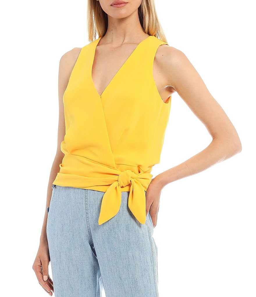 Trina Turk Impatiens Surplice Neck Side Tie Sleeveless Top