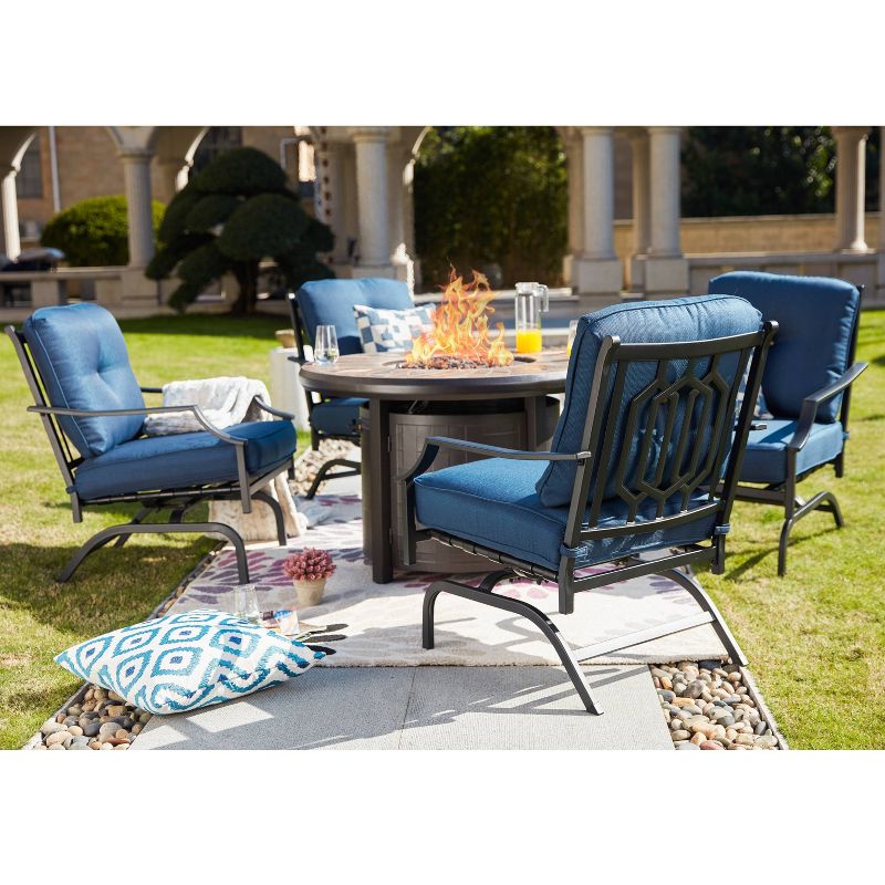5pc Conversation Patio Set with Fire Pit Blue - Patio Festival