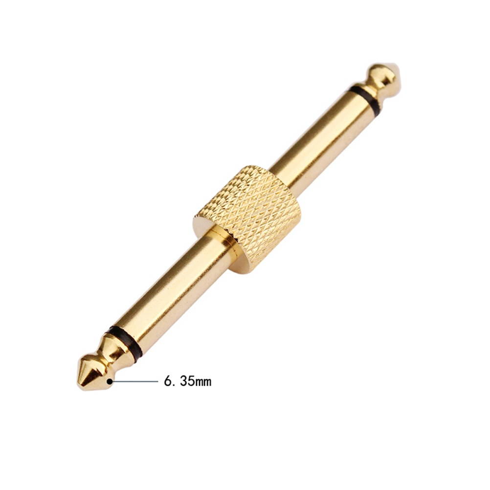 4PCS 6.35mm Straight Pedal Coupler Double Head Guitar Effect Supplies Effector Pedals Adapter Connector (Golden)