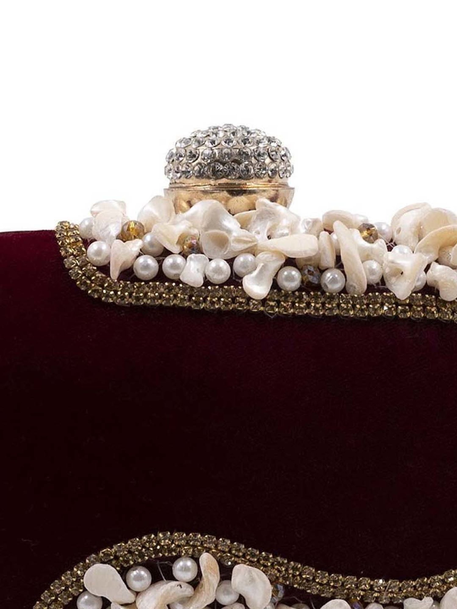 Sugarcrush Maroon Embellished Clutch