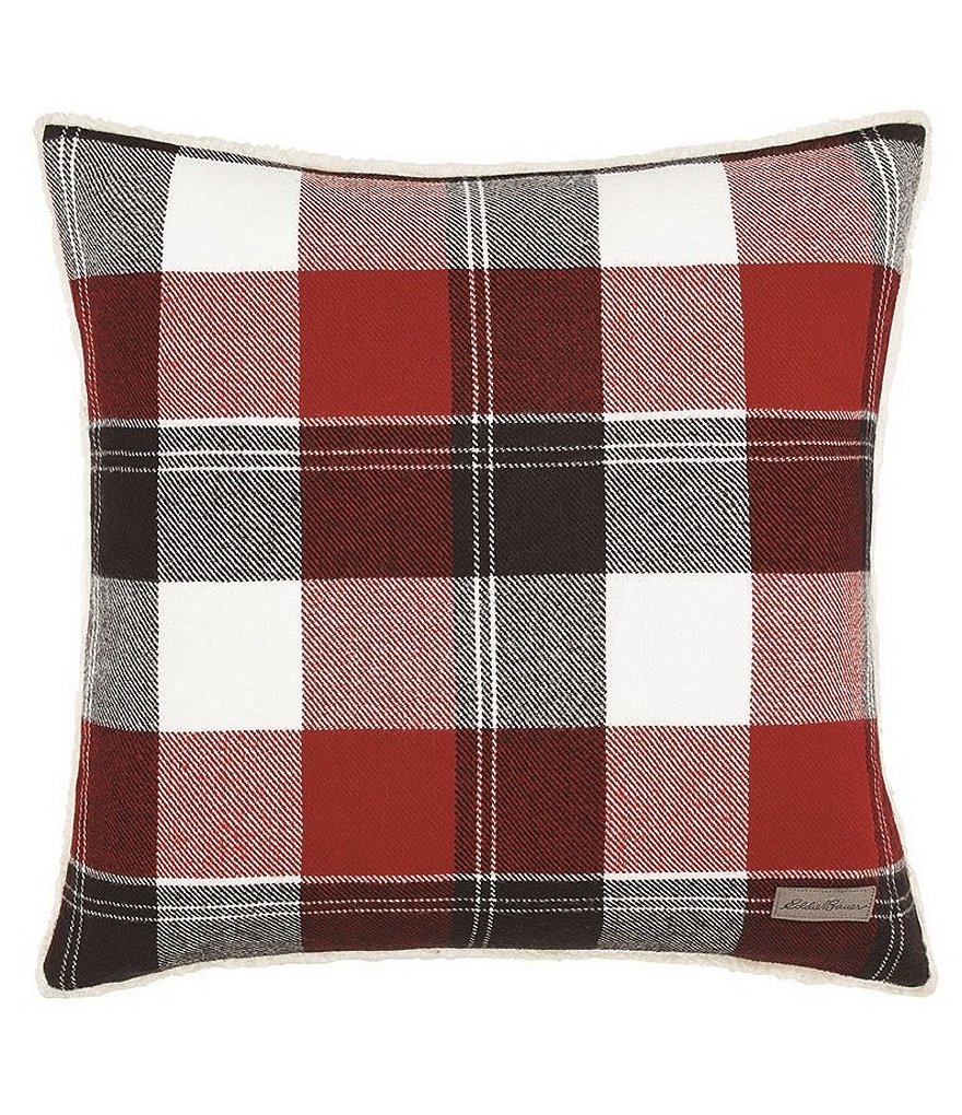 Eddie Bauer Lodge Dark Red Square Throw Pillow